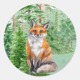 Woodland Fox Weihnachtskleber Runder Aufkleber