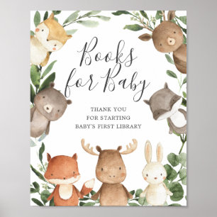 Woodland Friends Baby Duschbücher für Babysignatur Poster