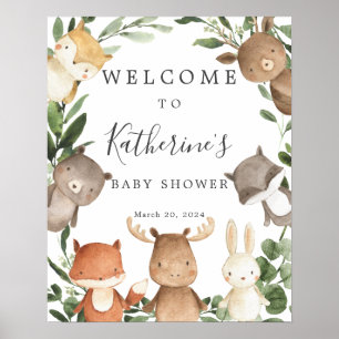 Woodland Friends Baby Dusche Begrüßungszeichen Poster