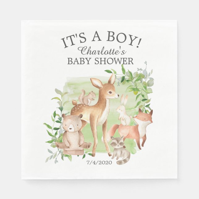 Woodland Friends Baby Duschpapier Napkins Serviette (Vorderseite)