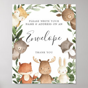 Woodland Friends Baby Shower Address Envelope Zeic Poster