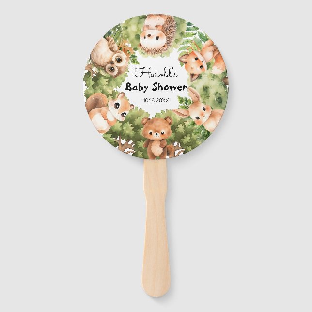 Woodland Friends Boy Baby Dusche Fächer (Vorderseite)