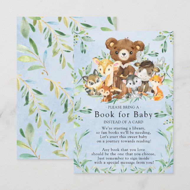 Woodland Friends Boys Baby Showbook for Baby Begleitkarte (Vorne/Hinten)