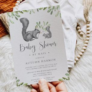Woodland Friends Gray Squirrel Baby Showroom by Ma Einladung
