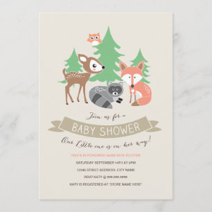 Woodland Friends Kinderdusche einladen Einladung