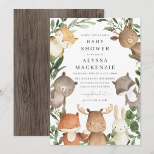 Woodland Friends Kinderdusche Einladung