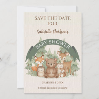 Woodland Friends Kinderdusche Save the Date Einladung