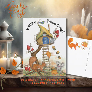 Woodland Friendsgiving - Verzaubertes Baumhaus Postkarte