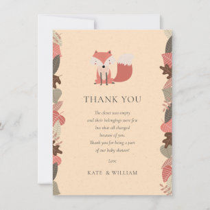 Woodland Fuchs Baby Shower Danke-Gedicht Dankeskarte