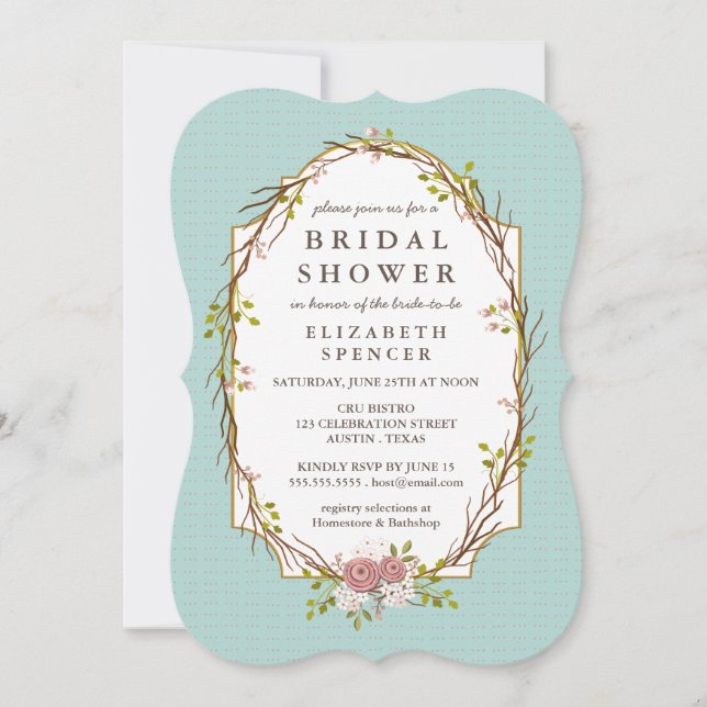 Woodland Garden Wreath Invitation de la douche nup (Devant)