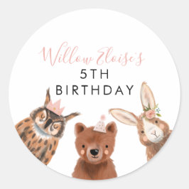 Woodland Girl Birthday Favor Runder Aufkleber