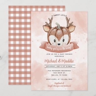 Woodland Girl Deer Pumpkin Baby Dusche Einladung