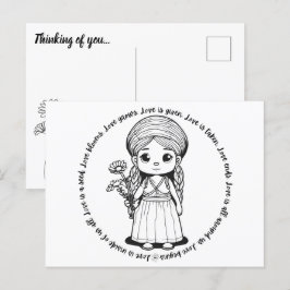 Woodland Girl with Daisies Postcard Postkarte