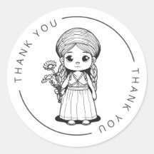 Woodland Girl with Daisis - Danke Stickers