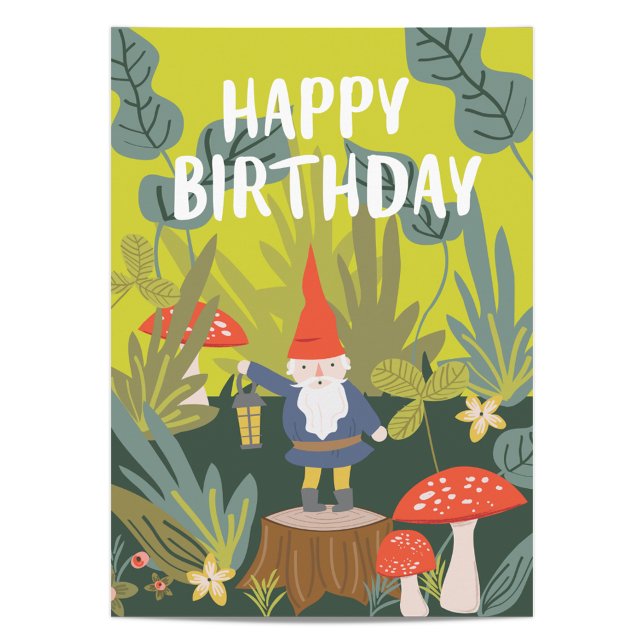 Woodland Gnome Birthday wünscht Karte (Von Creator hochgeladen)