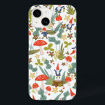 Woodland Gnomes Case-Mate iPhone 14 Hülle<br><div class="desc">Weiße, grüne und rote Holzmotive, die von Shelby Allison entworfen wurden und winzige Gnome, Pilze, Blume und Blätter enthalten.</div>