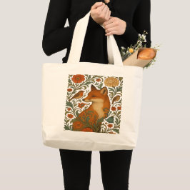 Woodland Grace Fuchs-Motiv in Blüte Jumbo Stoffbeutel