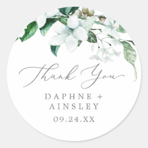 Woodland Green Merci Mariage Favor Sticker