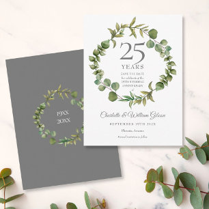 Woodland Greenery 25. Hochzeitstag - Save-the-Date Postkarte