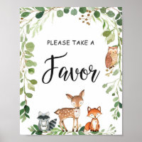Woodland Greenery Baby Duwer bevorzugt Schild