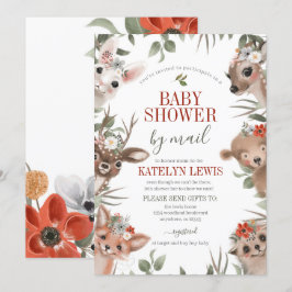 Woodland Greenery Baby Shower by Mail Einladung