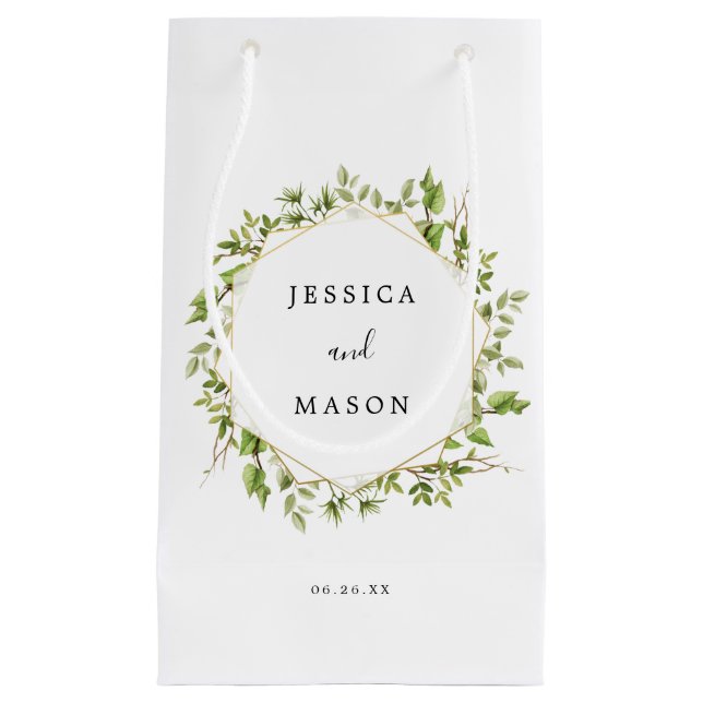 Woodland Greenery Hotel Wedding Gift Bag Kleine Geschenktüte (Vorderseite)