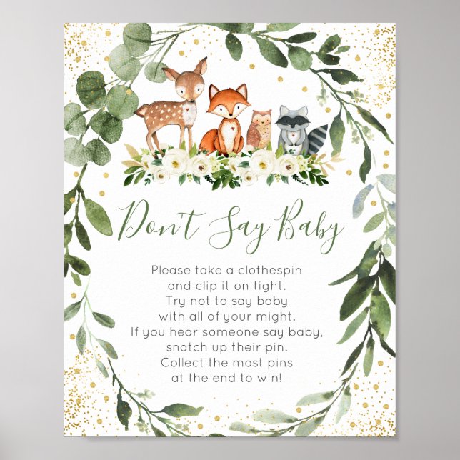 Woodland Greenery Say Baby Game nicht Poster (Vorne)