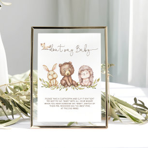 Woodland Greenery Say Baby Game Poster nicht