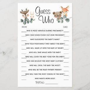 Woodland Guess Who Baby Duschspielkarte Flyer