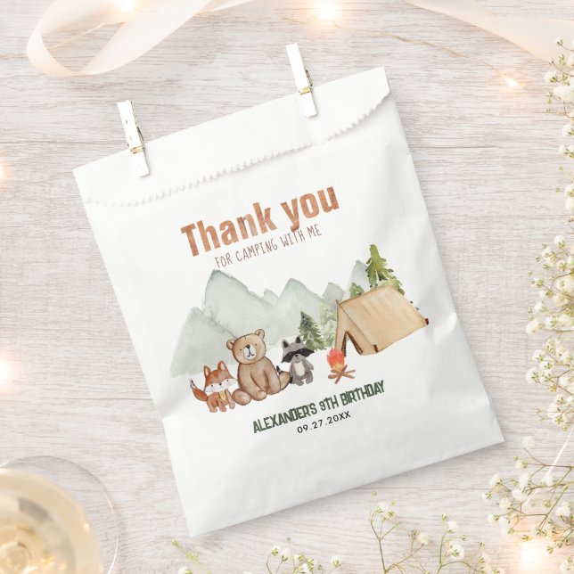 Woodland Happy Camper Camping Geburtstag Vielen Da Geschenktütchen (Ausgeschnitten)