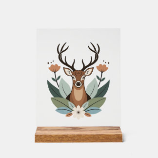 Woodland Harmony – Boho Deer Botanical Illustratio Acrylschild