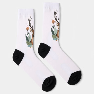 Woodland Harmony – Boho Deer Botanical Illustratio Socken
