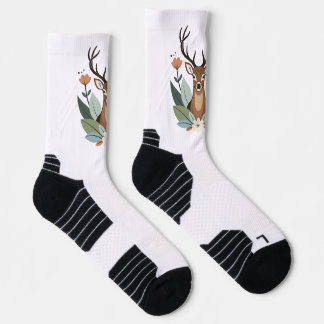 Woodland Harmony – Boho Deer Botanical Illustratio Socken