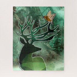 Woodland Harmony Buck with a Hawk Wildlife