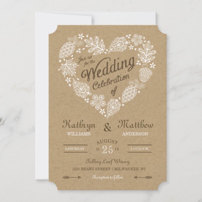 Woodland Heart Faire-part de mariage (Devant)