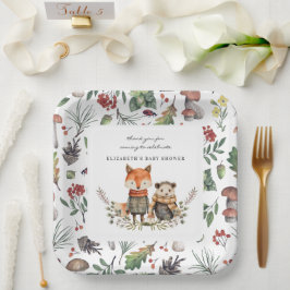 Woodland Herbst | Baby - Dusche für Waldtiere Pappteller