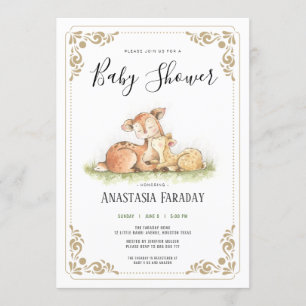 Woodland-Hirsche-Babydusche Einladung