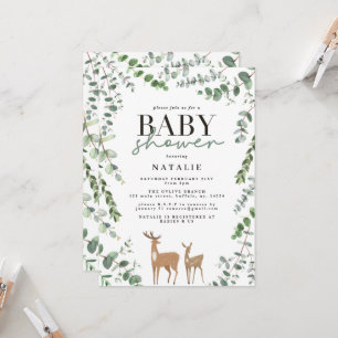 Woodland Hirsche eucalyptus moderne Babydusche inv Einladung