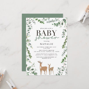Woodland Hirsche Eukalyptus moderne Babydusche Einladung