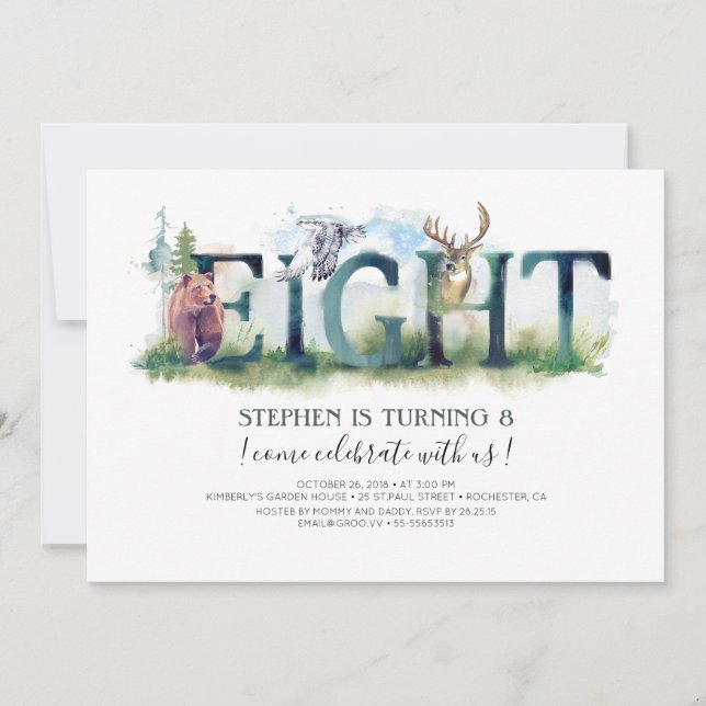 Woodland Huit - 8e anniversaire Invitation (Devant)