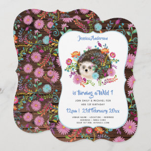 Woodland Igel 1. BIRTHDAY lädt Rustikales Boho ein Einladung