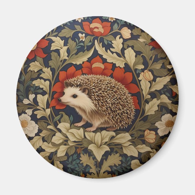 Woodland Igel William Morris Inspiriert Magnet (Vorne)