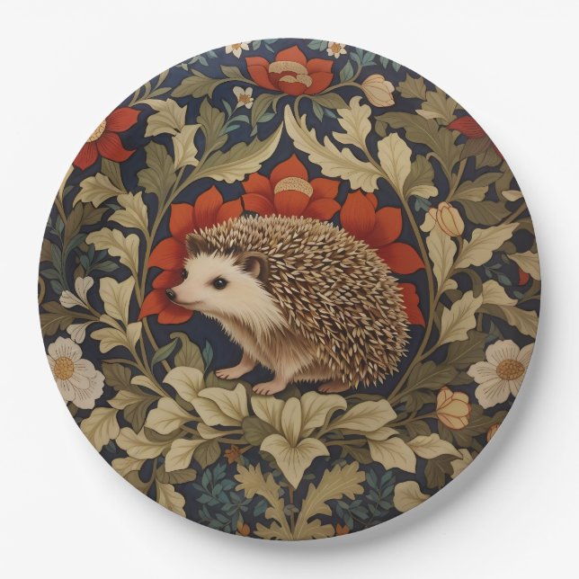 Woodland Igel William Morris Inspiriert Pappteller (Vorderseite)