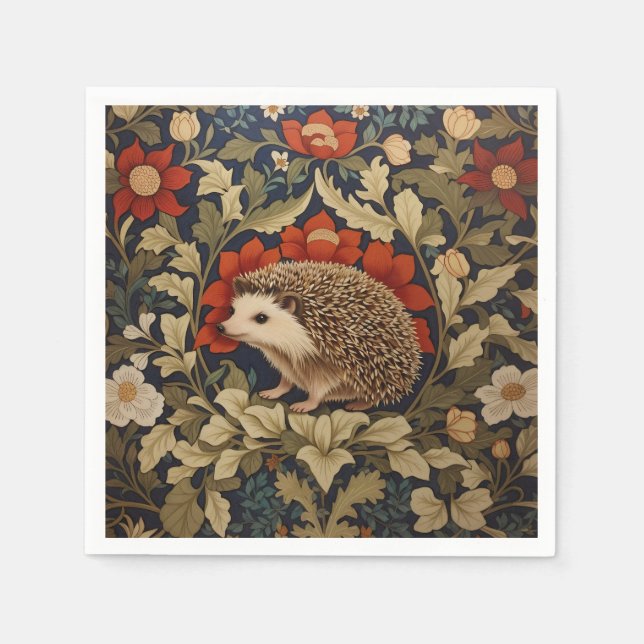 Woodland Igel William Morris Inspiriert Serviette (Vorderseite)