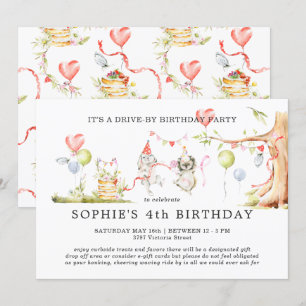 Woodland  Invitation d'anniversaire en voiture