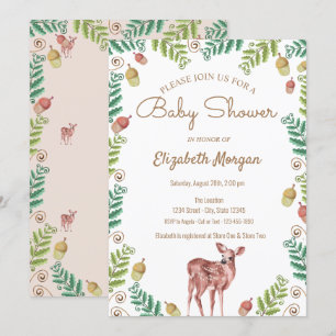 Woodland, Invitation de Baby shower de cerfs