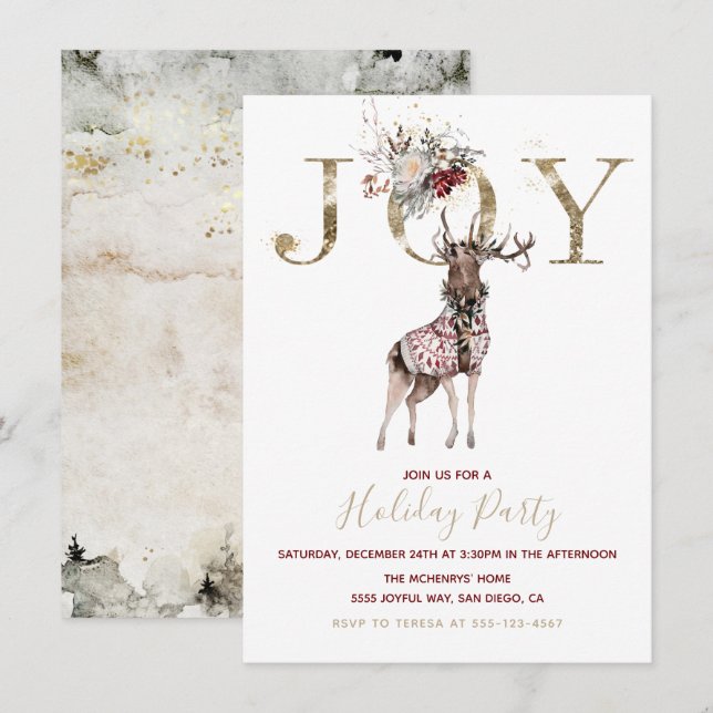 Woodland Joy Stag Feig Einladung (Vorne/Hinten)
