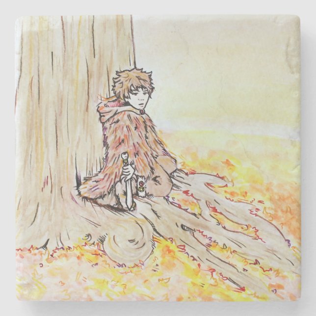 Woodland-Junge Steinuntersetzer (Vorderseite)