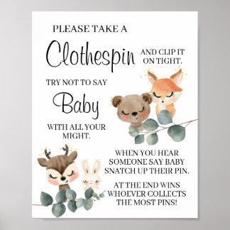 Woodland Kein Babyspiel Babydusche Poster