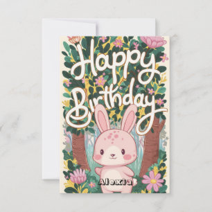 Woodland Kids Bunny Digital Geburtstag Karte